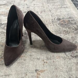 New Look velvet purple and grey high heel stiletto
